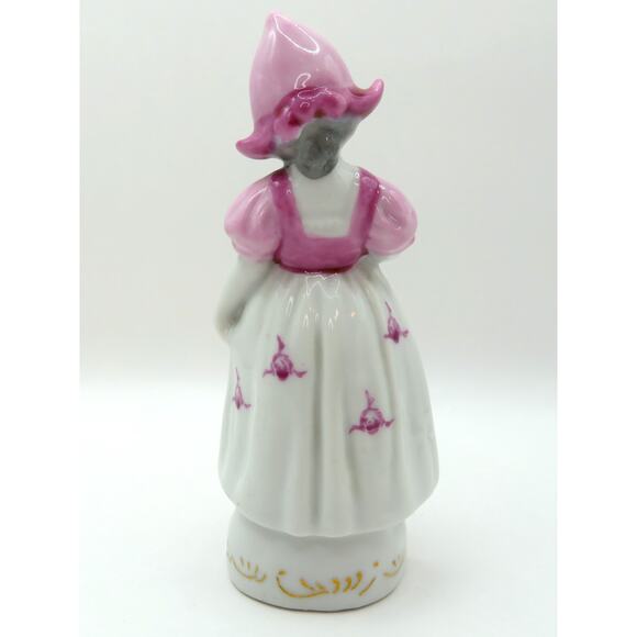 Vintage Japan Porcelain Girl Figurine Pink Bonnet Mid Century Glazed 5.5” Tall - Picture 4 of 11